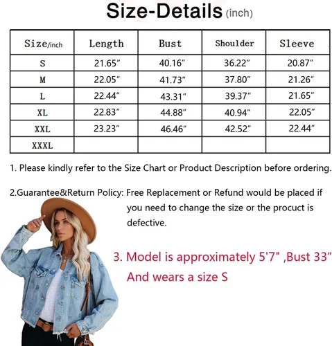Vista 5 de LAVIQK Chaqueta de mezclilla clásica para mujer, chaqueta de camionero con botones deshilachados y sueltos, #0922-azul oscuro