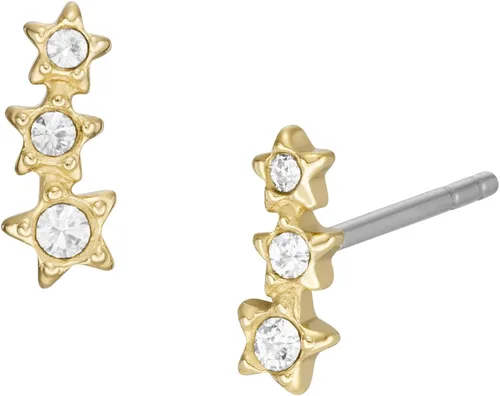 Vista 3 de Fossil - Aretes tipo dormilona de acero inoxidable para mujer de tono dorado