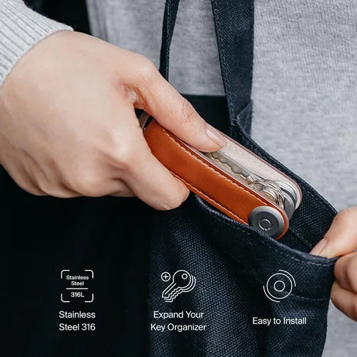 Vista 3 de Orbitkey Poste de extensión para organizador de llaves, complemento, acero inoxidable duradero, fácil de instalar, diseño delgado, expande