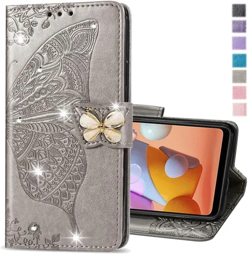 Vista 12 de Wallet Case for Samsung Galaxy Z Fold 5 Case Crystal Glitter Bling with Card Holder Stand Leather Flip Phone Case Diamond Butterfly Protective Case