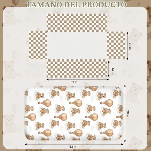 Vista 2 de Hosuly Juego de ropa de cama para cuna de oso de 3 piezas, marrón, oso