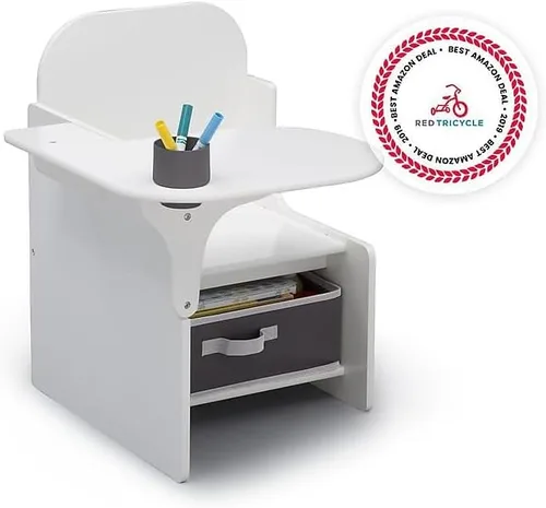 Vista 2 de Delta Children MySize - Escritorio con silla y compartimento de almacenamiento, color blanco bianca