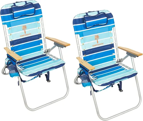 Vista 16 de Tommy Bahama Hi-Boy 17" Seat Height 4-Position Lace-Up Suspension Folding Beach Backpack Chair