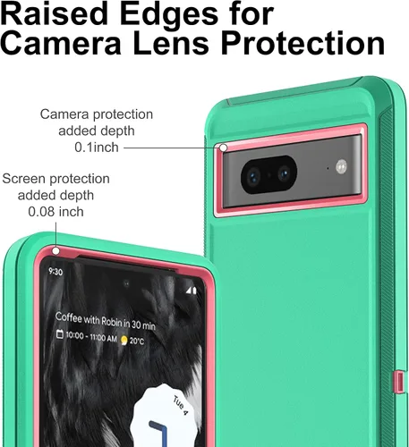 Vista 3 de Funda para Google Pixel 7A con 2 protectores de pantalla de vidrio templado, 3 en 1, protección resistente a prueba de golpes para Google Pixel 7A