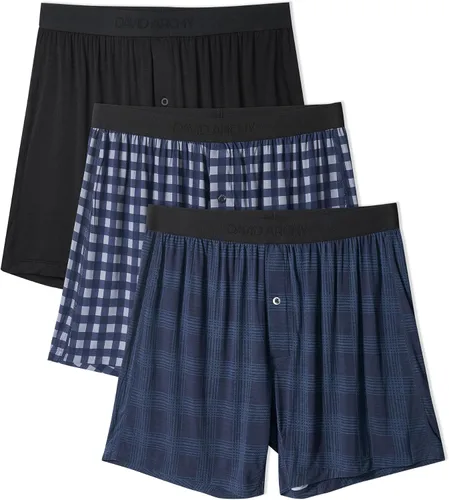 Vista 16 de DAVID ARCHY Calzoncillos tipo bóxer de rayón de bambú para hombre, transpirables, refrescantes, con cierre de botón, ropa interior de ajuste