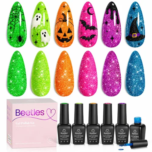 Vista 30 de Beetles - Juego de esmaltes de gel azul, Ocean Range, juego de 6 colores de esmalte de uñas de gel azul A - Azul Ocean Range