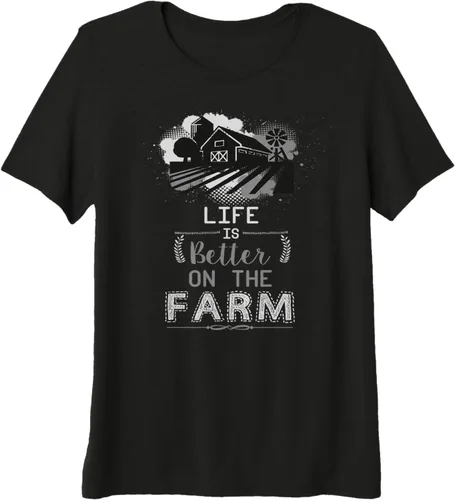 Vista 9 de Camiseta premium Support Local Farming Life Is Better On The Farm, Negro, S