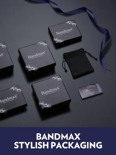 Vista 7 de Bandmax Pulsera trenzada de cuero negro para hombre con colgante gótico punk, pulsera de cuero con hebilla de acero inoxidable, paquete de regalo