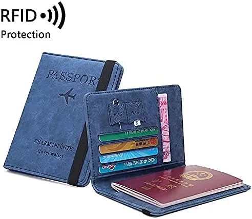 Vista 2 de Soporte para pasaporte, Azul Patchwork