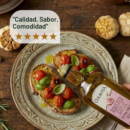 Vista 9 de Aceite de Oliva con ajo tostado extra virgen Colavita, 32 onzas