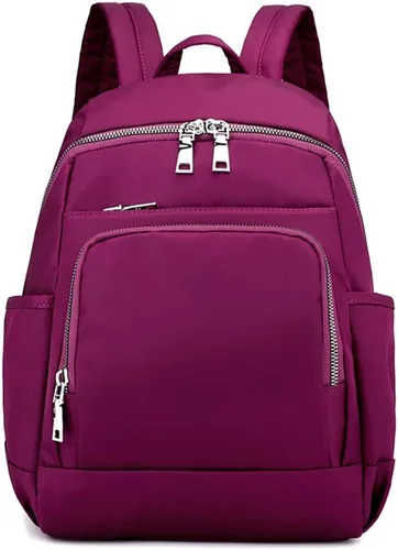 Vista 2 de Collsants Mochila pequeña de nailon para mujer, mochila de viaje ligera casual para niñas, mochila escolar, Púrpura, Mochilas de viaje