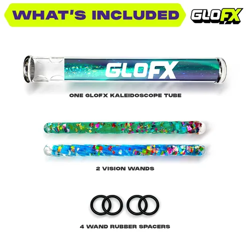 Vista 7 de GloFX Aurora Borealis Liquid X - Juguete de tubo caleidoscopio - Varitas de purpurina dobles (azul y verde azulado) - Incluye tubo, varitas
