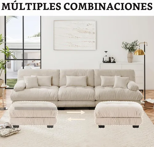 Vista 5 de Juego de sofá modular con asiento profundo de 94.4", tela de chenilla, loveseat seccional moderno para sala de estar, cómodo loveseat de felpa tipo