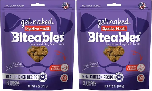 Vista 8 de Get Naked Biteables - Golosinas suaves diarias para perros para la salud digestiva, hechas con harina de pollo real y arroz para una fácil