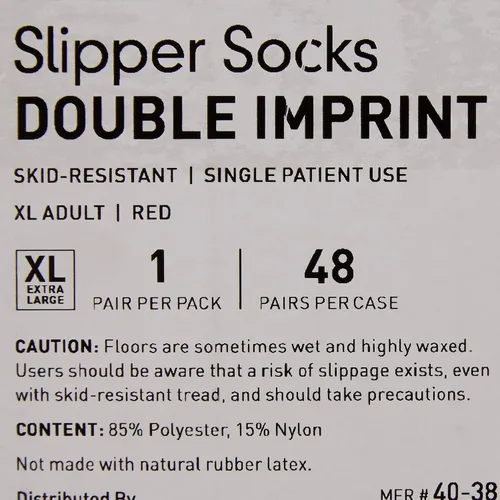 Vista 4 de McKesson Unisex Non-skid Slipper Socks Adult Sz. 7.5 to 10 Red