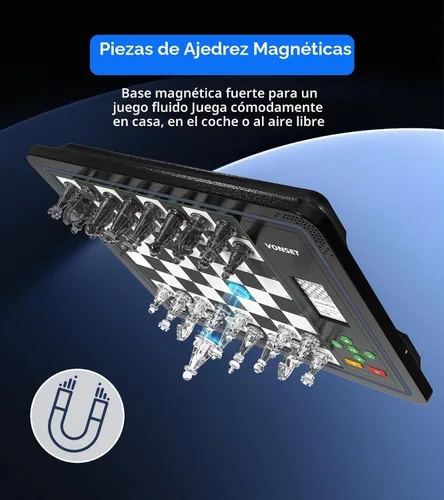 Vista 5 de Tablero de Ajedrez Electrónico L6 con Luces LED, Juego de Ajedrez de Computadora con Visualización de Posición de Piezas, Juego de Ajedrez