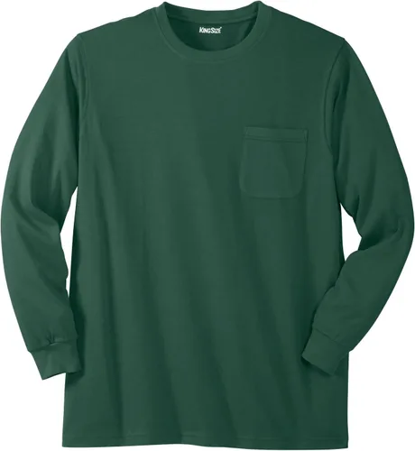 Vista 7 de KingSize Shrink-Less - Camiseta ligera de manga larga con bolsillo y cuello Negro
