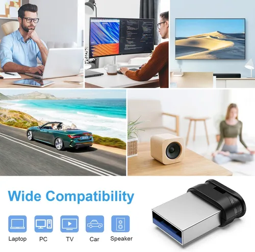 Vista 6 de RAOYI Unidad flash USB de 16 GB, USB 2.0 Mini Fit Memory Stick Ultra Slim Thumb Drive Jump Drive Zip Drive Pen Drive con cordón, color negro