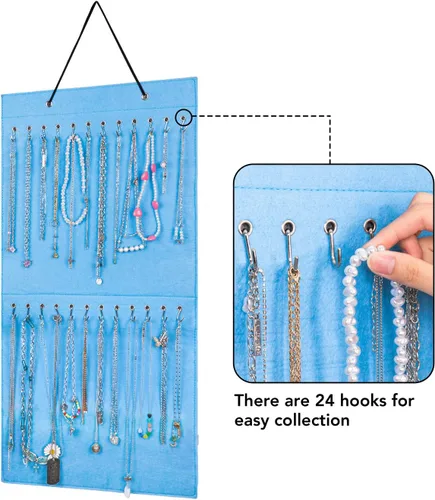 Vista 2 de Organizador de joyas colgante con 24 ganchos para colgar en la pared