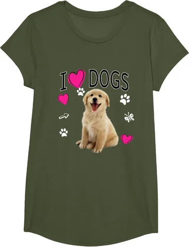 Vista 100 de Camiseta I Love Dogs - Camiseta Golden Labrador retriever, Azul Negro