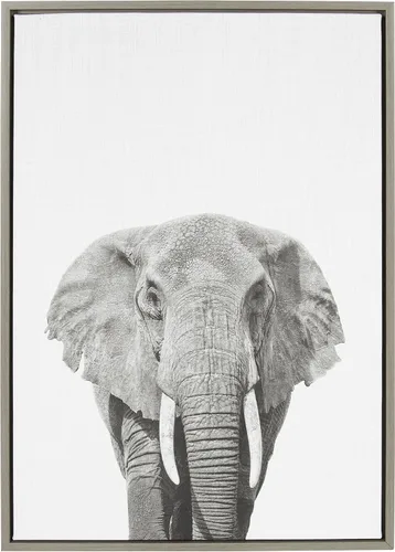 Vista 10 de Kate and Laurel Sylvie - Lienzo enmarcado con diseño de elefante y retrato en blanco y negro, arte de pared por Simon Te Tai, 23 x 33 pulgadas