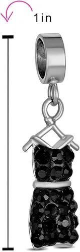Vista 4 de Fashionista - Zapatos de tacón de noche con lazo de cristal para mujer, tacón de aguja, cóctel, fiesta, pequeño vestido negro, bolsillo, colgante