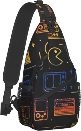 Vista 3 de Bolso tipo bandolera con estampado de videojuegos para videojuegos, mochila cruzada para hombro casual, mujeres y hombres