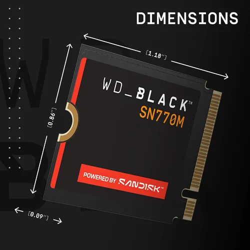 Vista 4 de WD_BLACK SN770M 1TB M.2 2230 NVMe SSD - PCIe Gen 4.0, velocidades de hasta 5,150 MB/s, para dispositivos de juego portátiles y portátiles