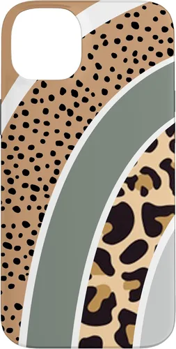 Vista 15 de Boho Burnt Orange Half Rainbow with Dotted Pattern Leopard Case for iPhone 17