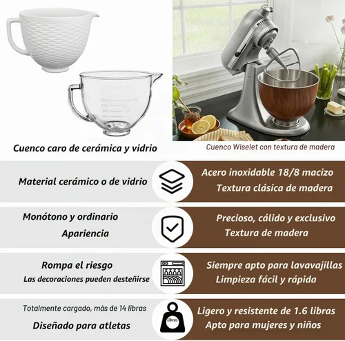 Vista 5 de Tazón mezclador de acero inoxidable de 5 cuartos de galón de grano de Marrón