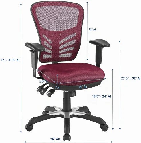 Vista 3 de Modway silla de oficina articulada, color verde, Polipropileno, Malla roja Rojo