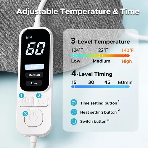 Vista 3 de Ezona Máscara térmica para ojos, máscara de compresión ocular cálida para ojos secos, almohadilla térmica eléctrica USB con control de temperatura