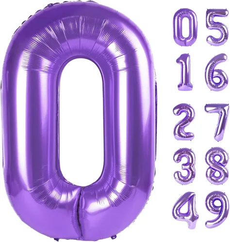 Vista 271 de Globo negro de 40 pulgadas con números del 0 al 9 (cero-nueve), globo de cumpleaños de gran tamaño, globo de helio de aluminio con números grandes