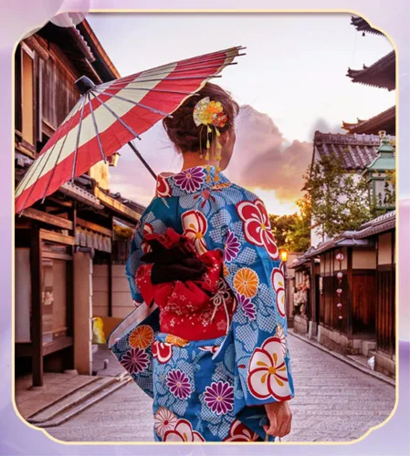 Vista 5 de CRB Fashion Kimono tradicional Tsumami Kanzashi para mujer y niña, traje de boda japonés, asiático, Yukata, lazo para el cabello, floral, abanico