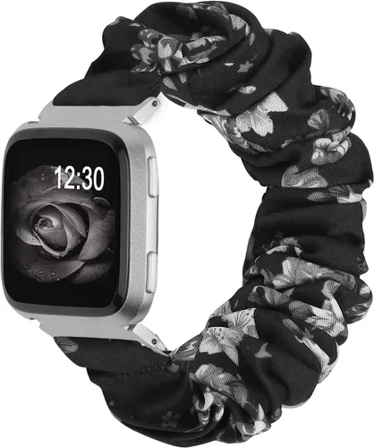 Vista 8 de TOYOUTHS Bandas Scrunchie compatibles con Fitbit Versa/Versa 2/Versa Lite Edición Especial para mujeres y hombres, linda correa de tela elástica