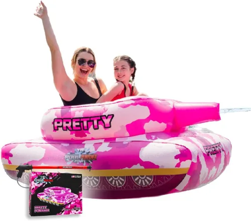 Vista 7 de Flotador inflable de alta calidad para piscina, flotador inflable con cañón de agua que explota agua hasta 50 pies. Flotadores inflables duraderos