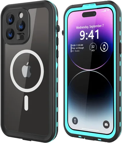 Vista 8 de Funda impermeable diseñada para iPhone 14 Pro Max, a prueba de golpes y polvo con protector de pantalla, funda protectora de cuerpo completo