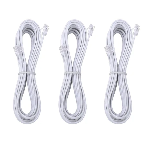 Vista 17 de Cable de extensión para teléfono fijo con enchufe estándar RJ-11 6P4C (3 pies-paquete de 3, negro)