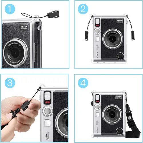 Vista 5 de Fintie - Estuche protector transparente para cámara Fujifilm Instax Mini EVO - Cubierta de PVC duro de cristal con correa de hombro extraíble