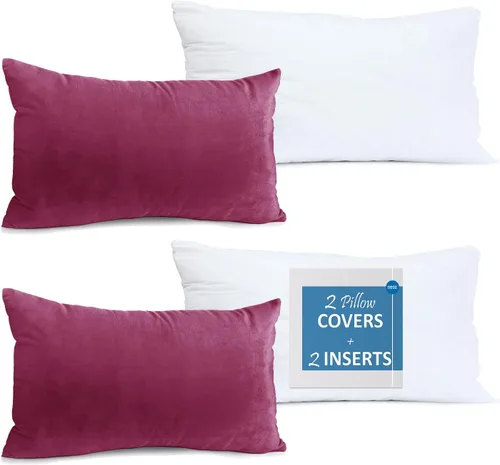 Vista 67 de Nestl Juego de 2 rellenos de almohada con terciopelo suave y sólido, juego de fundas de almohada cuadradas decorativas para sofá, automóvil Azul