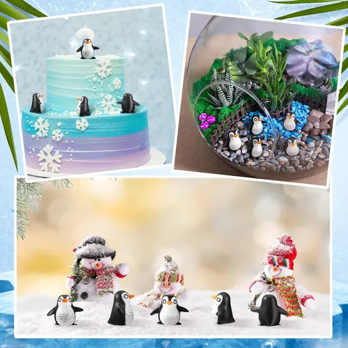 Vista 5 de JellyArch 30 piezas de figuras de pingüino en miniatura Figuras de pingüino de resina al por mayor 2.2 cm de adorno para pastel Mini juguetes Animal