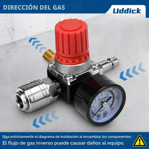 Vista 6 de Regulador de presión del compresor de aire 1/4 "Válvula de expansión neumática, válvula de control de presión con conexión 180psi 12bar