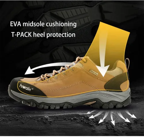 Vista 8 de HIWALK Zapatos de senderismo impermeables confort mediados tobillo montañismo zapatos transpirable ligero escalada camping trekking al aire libre