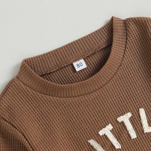 Vista 3 de Ropa para bebé niño pequeño, sudadera de manga larga con cuello redondo, pantalones casuales, 2 piezas, traje de otoño e invierno