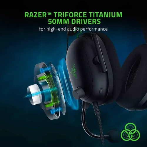 Vista 2 de Razer BlackShark V2 Auriculares para juegos sonido envolvente espacial THX 71 controladores de 197 pulgadas micrófono desmontable para computadora