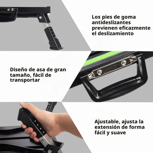 Vista 3 de Homeon Wheels Taburete ajustable para caravana, plataforma plegable con tira reflectante, color negro