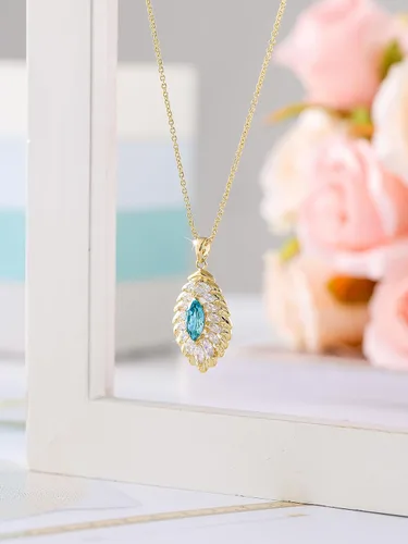 Vista 8 de Colgante ovalado de cristal, collares y pendientes, conjuntos de joyas para mujer chapado en oro