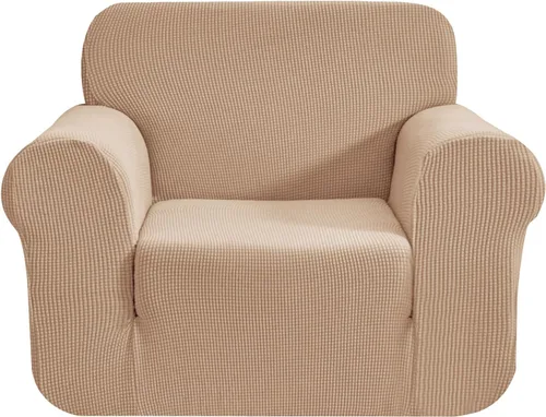 Vista 104 de CHUN YI - Funda elástica de 1 pieza para sillón grande, funda protectora suave de Jacquard con elastano, detalle de cuadros y parte inferior