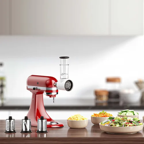 Vista 7 de Accesorios para molinillo de carne y triturador de rodajas para mezclador de pie KitchenAid, molinillo de carne con tubos para embutir salchichas