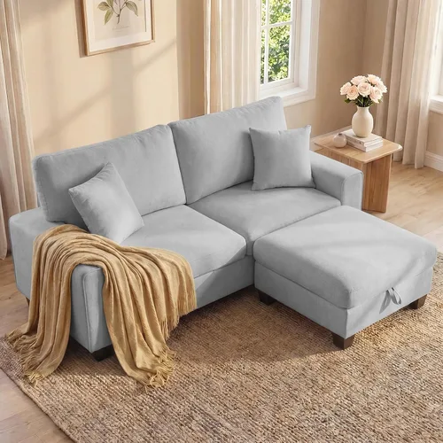 Vista 24 de DOPEDIO Sofá biplaza moderno para sala de estar, sillón reclinable de chenilla, funda extraíble, cojines de resorte, marco de madera maciza, fácil